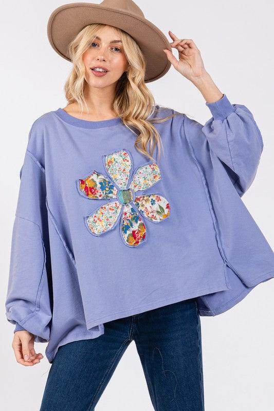SAGE + FIG Flower Patch Dropped Shoulder Oversize Top - Selvanelle