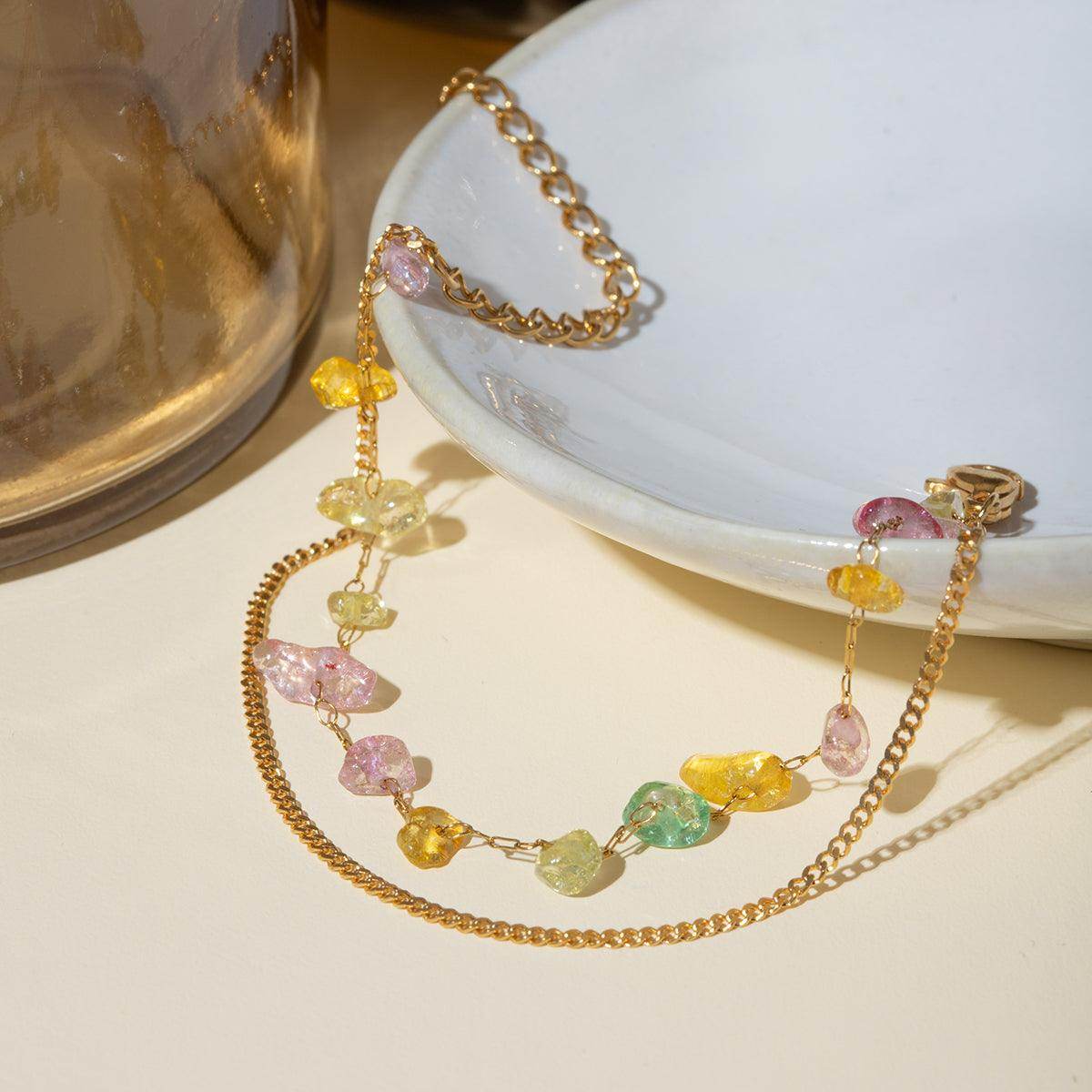 Stainless Steel Natural Stone Double Layered Bracelet for Women - Selvanelle