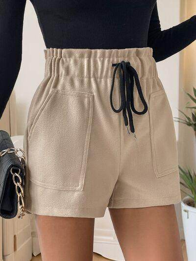 Perfee Frill Drawstring Shorts With Pockets For Women - Selvanelle
