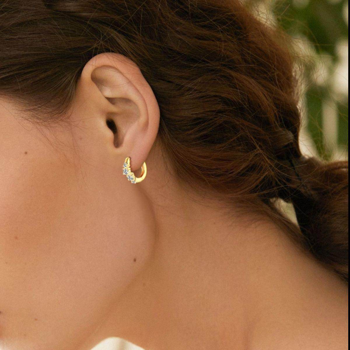 925 Sterling Silver Moissanite Huggie Earrings for Women - Selvanelle