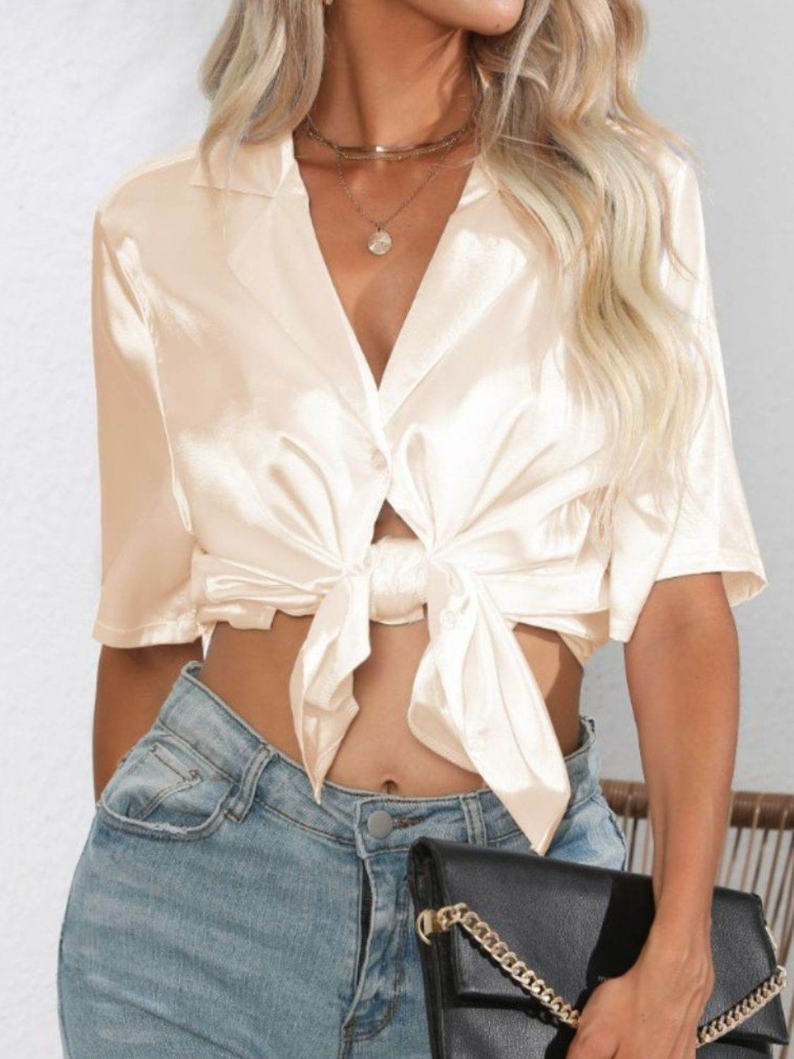 Button Up Collared Neck Shirt - Selvanelle