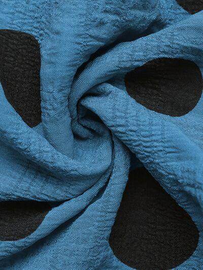 Perfee Polka Dot Notched Short Sleeve Shirt for Women - Selvanelle