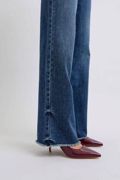 Judy Blue Full Size Raw Hem Mid Rise Jeans for Women - Selvanelle