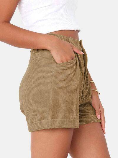 Full Size High Waist Shorts with Pockets for Women - Selvanelle