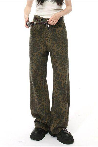 Leopard Jeans With Pockets For Stylish Everyday Wear - Selvanelle