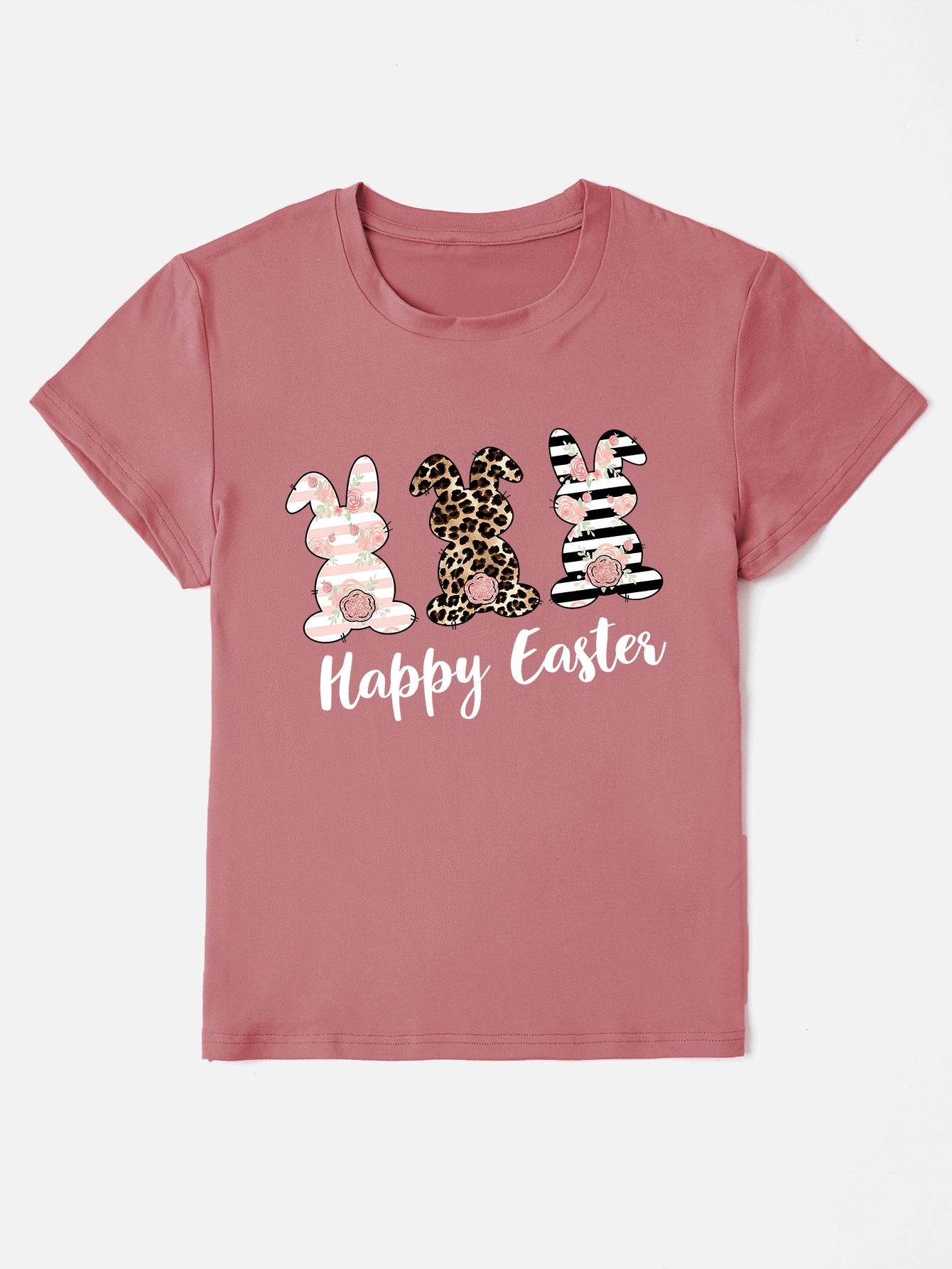 HAPPY EASTER Round Neck Short Sleeve T-Shirt - Selvanelle