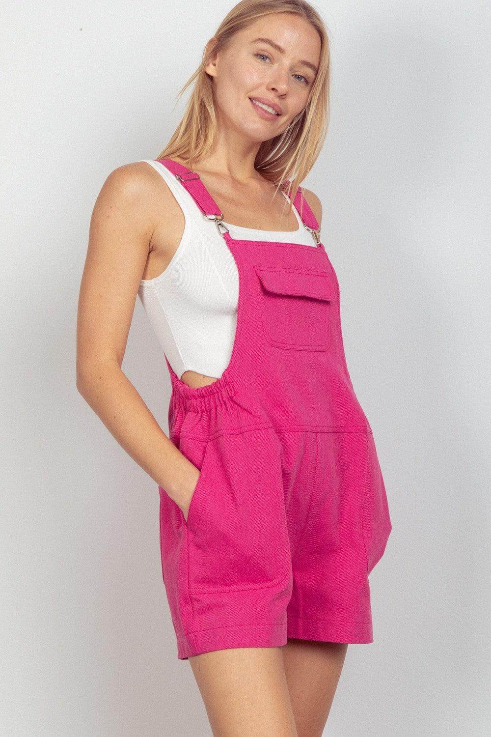 Very J Adjustable Suspender Overalls with Pockets for Women - Selvanelle
