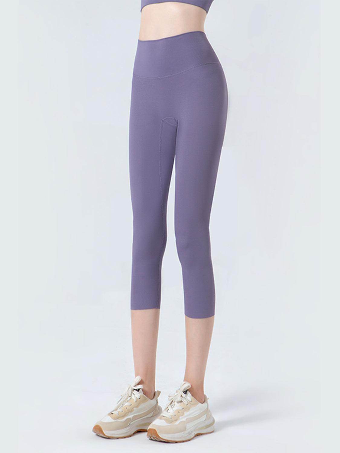 Wide Waistband Cropped Sports Leggings for Active Comfort - Selvanelle