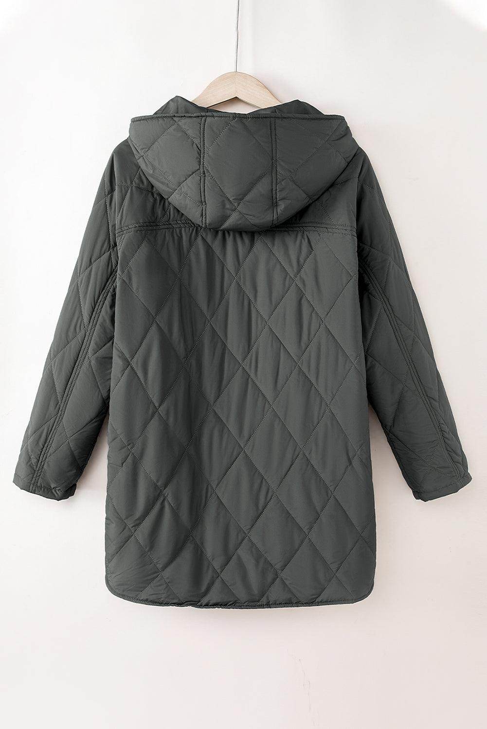 Snap Down Long Sleeve Quilted Winter Coat for Women - Selvanelle