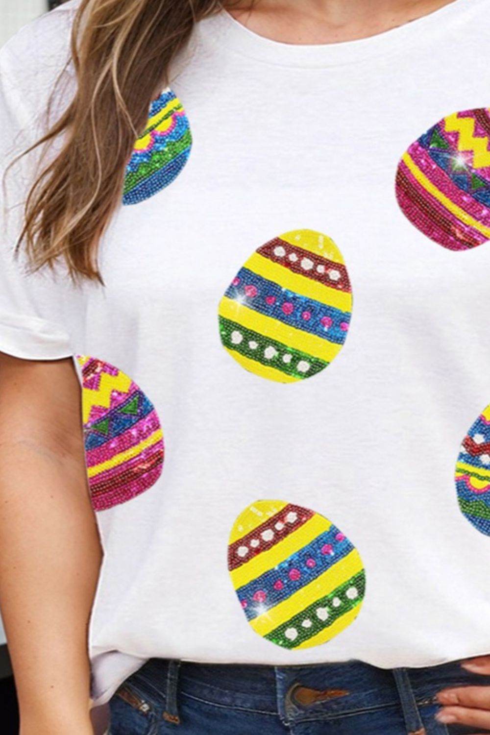 Plus Size Easter Round Neck Short Sleeve T-Shirt - Selvanelle