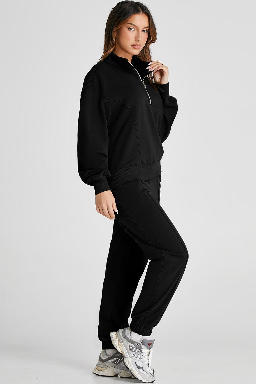 Half Zip Long Sleeve Top and Joggers Active Set Women