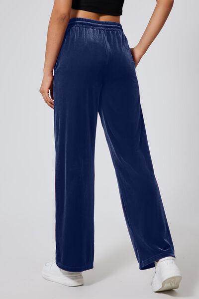 Drawstring Elastic Waist Straight Leg Pants for Women - Selvanelle