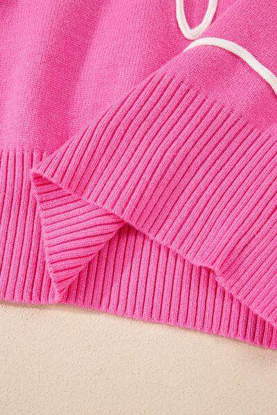 Bow Round Neck Dropped Shoulder Sweater for Women - Selvanelle