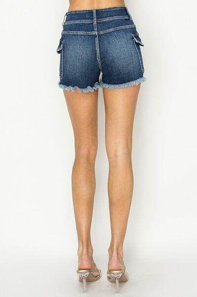 RISEN Raw Hem Denim Shorts with Pockets for Women - Selvanelle