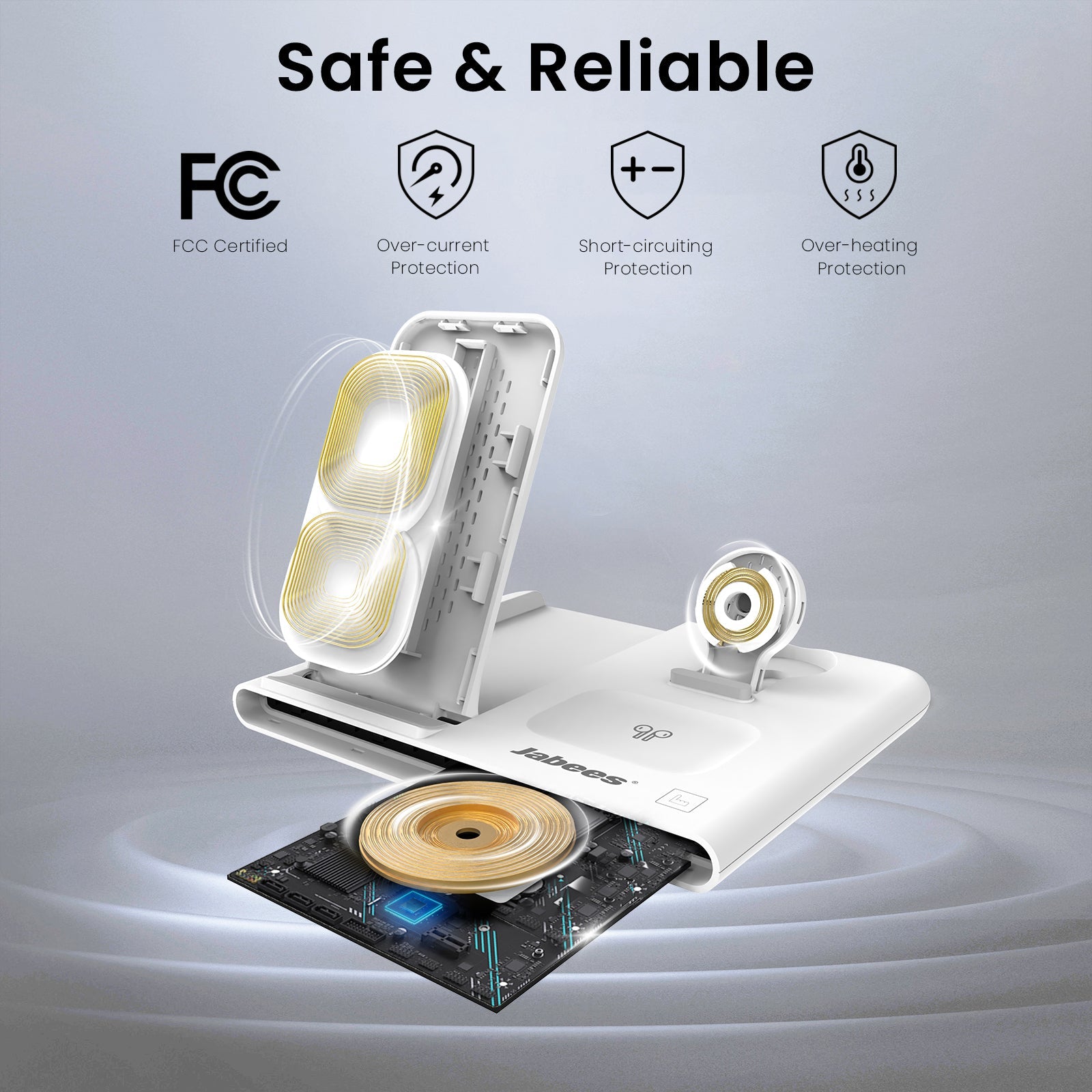 PowerGlow -  PowerGlow 4-In-1 Foldable Wireless Charging Station with LED Night Light