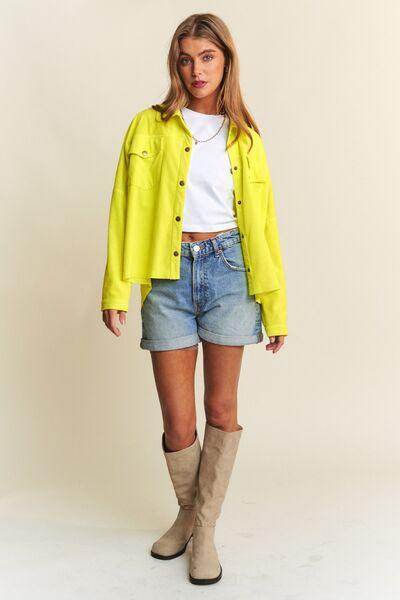 J.NNA Snap Down Long Sleeve High Low Shacket for Women - Selvanelle