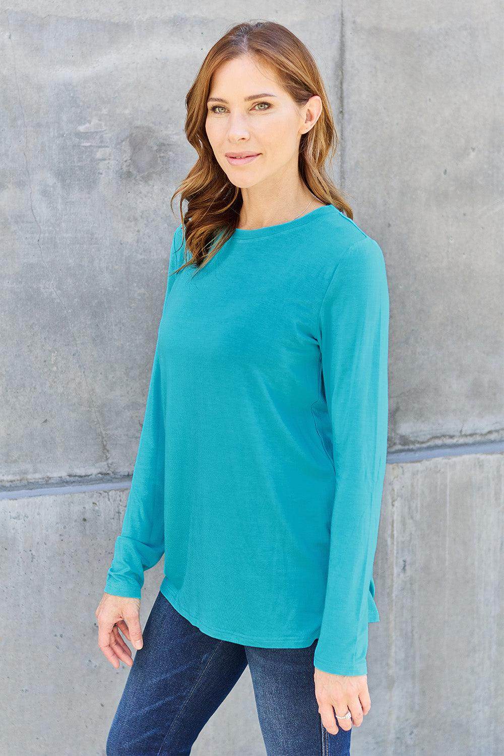 Basic Bae Full Size Round Neck Long Sleeve Top for Women - Selvanelle