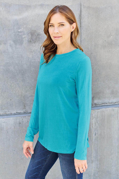 Basic Bae Full Size Round Neck Long Sleeve Top for Women - Selvanelle