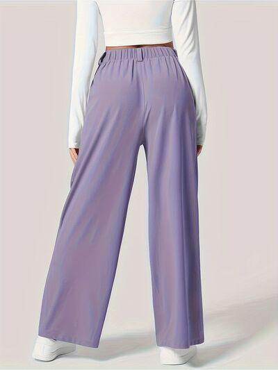 Wide Leg Pants with Pockets for Women in Sheer Style - Selvanelle