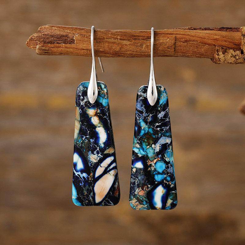 Copper Natural Stone Earrings with Platinum and Gold Plating - Selvanelle
