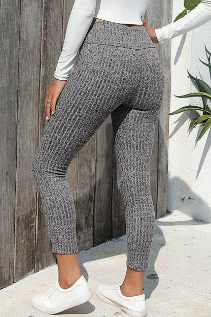 Ribbed High Waist Leggings for Women with Moderate Stretch - Selvanelle