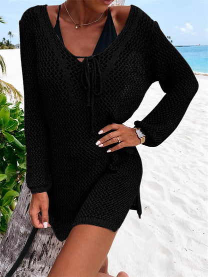 Openwork Tie Neck Cover-Up - Selvanelle