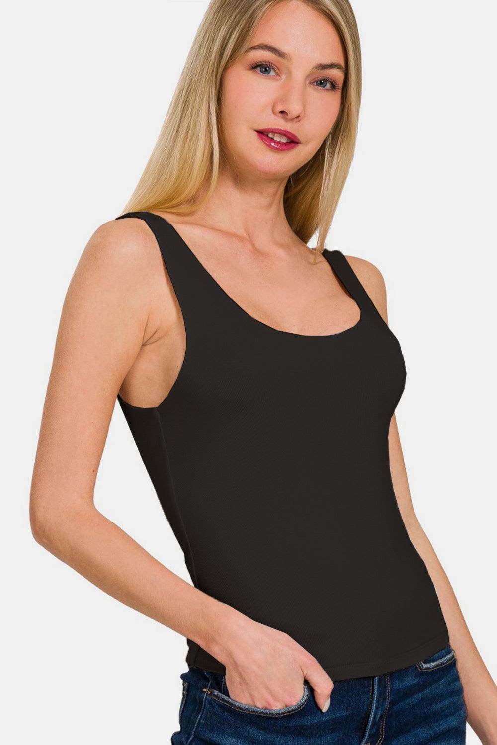 Zenana Double Layer Round Neck Tank for Stylish Comfort - Selvanelle