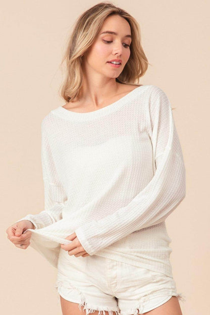 BiBi Waffled Backless Drawstring T-Shirt for Summer Style - Selvanelle