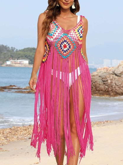 Fringe Spaghetti Strap Cover-Up - Selvanelle