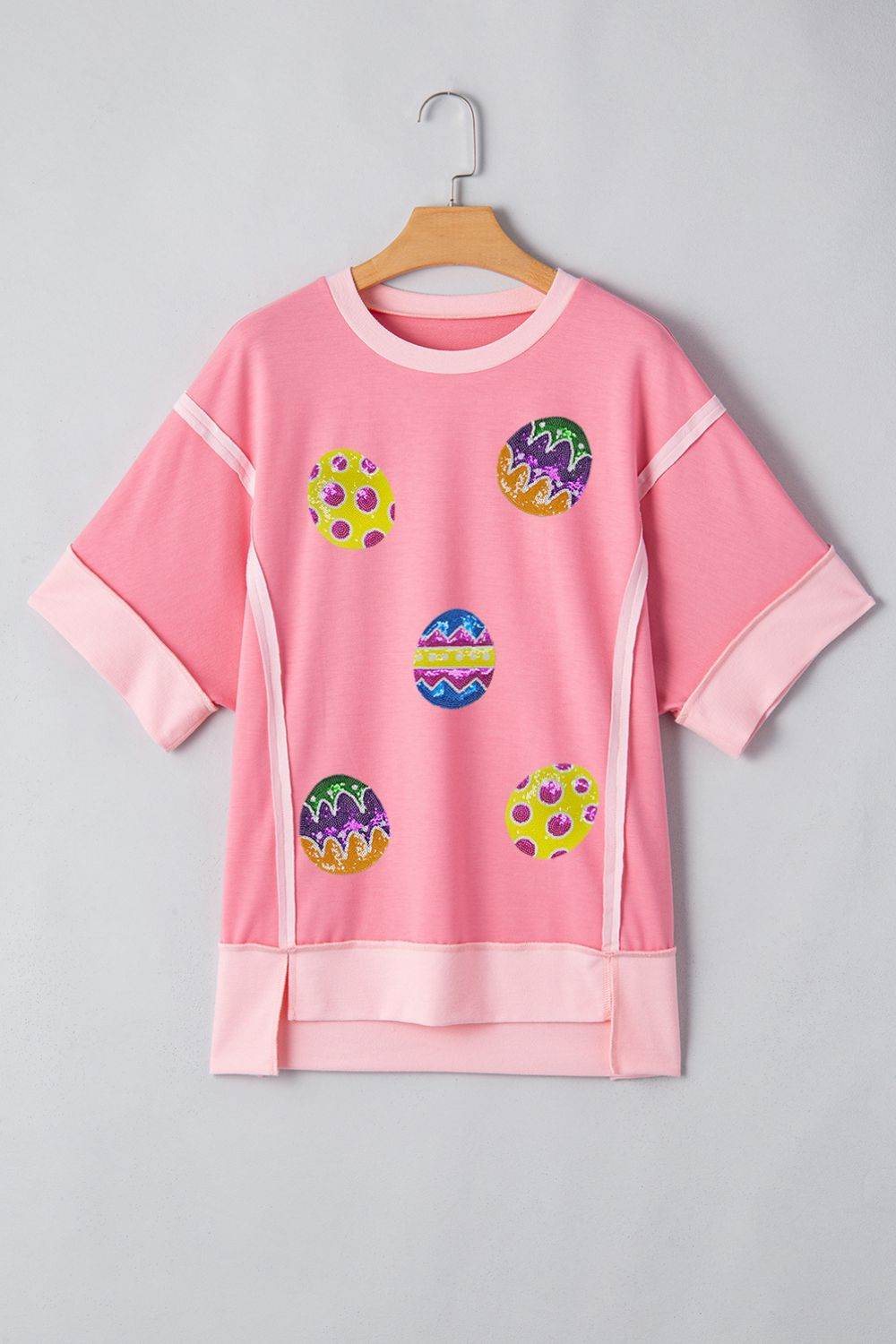 Sequined Easter Egg Short Sleeve T-Shirt - Selvanelle