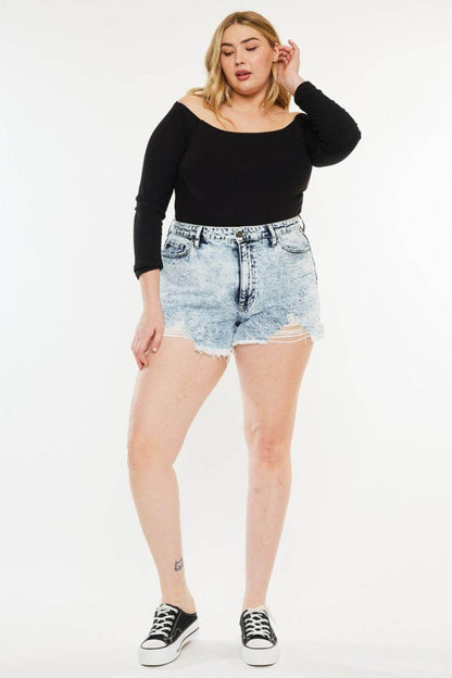 Kancan Full Size Distressed High Waist Denim Shorts for Women - Selvanelle