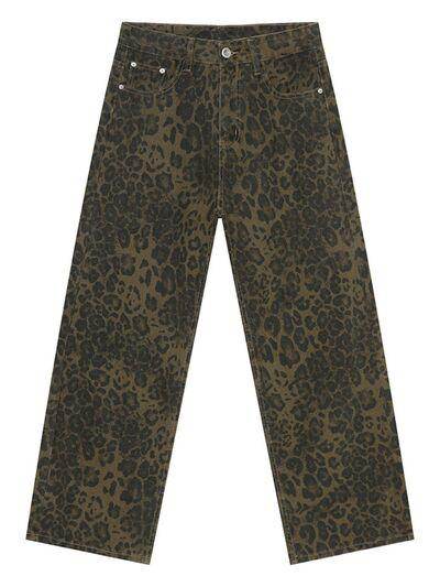 Leopard Jeans With Pockets For Stylish Everyday Wear - Selvanelle