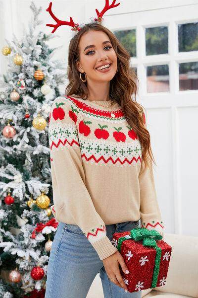 Angel Wings Graphic Round Neck Long Sleeve Sweater for Women - Selvanelle