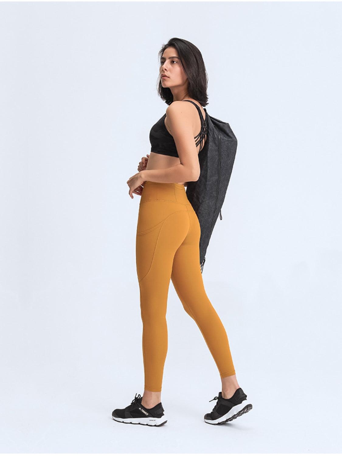 Millennia Wide Waistband Leggings with Pockets for Women