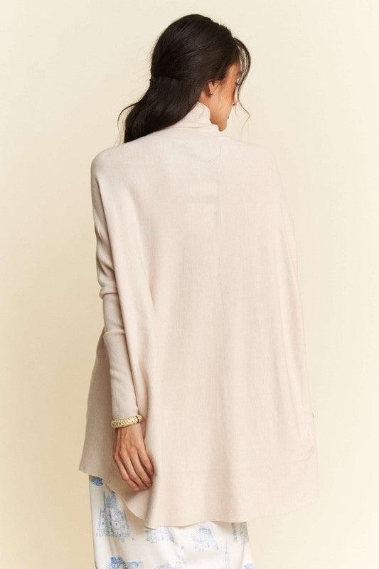 Davi & Dani High-Low Turtleneck Long Sleeve Knit Top Stylish