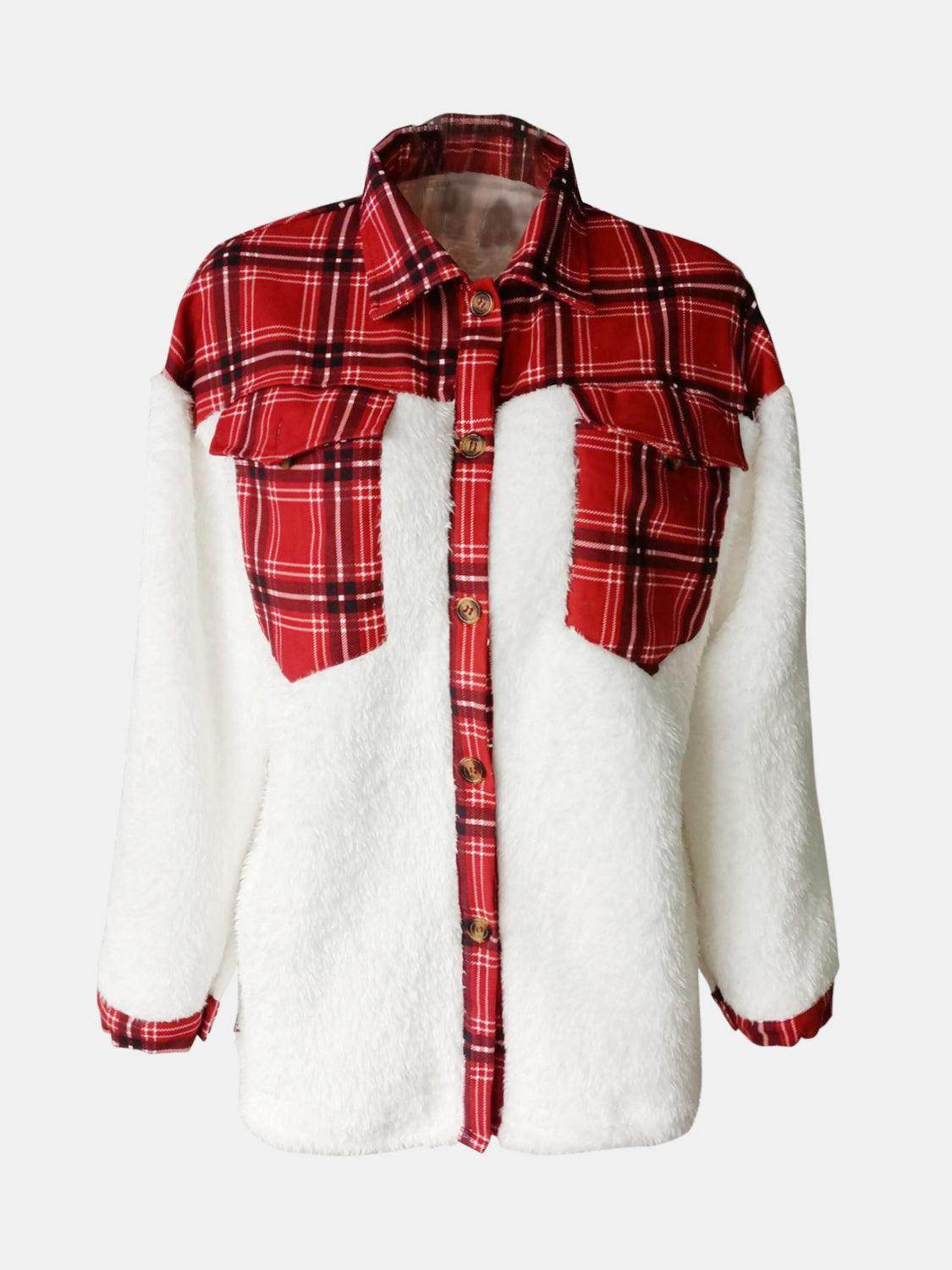 Fuzzy Button Up Long Sleeve Jacket for Cozy Style - Selvanelle