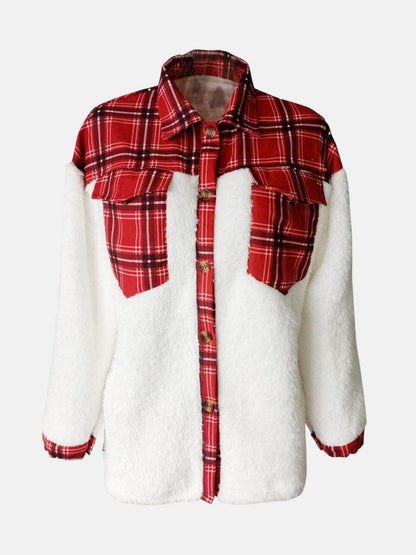 Fuzzy Button Up Long Sleeve Jacket for Cozy Style - Selvanelle