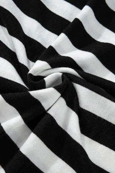 Striped Turtleneck Long Sleeve Knit Top for Women Fashion - Selvanelle