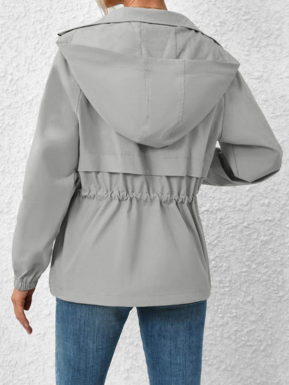 Ivy Lane Drawstring Zip Up Hooded Jacket for Women - Selvanelle