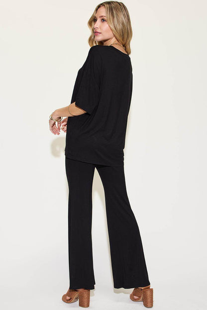 Basic Bae Full Size Bamboo Drop Shoulder T-Shirt Set - Selvanelle