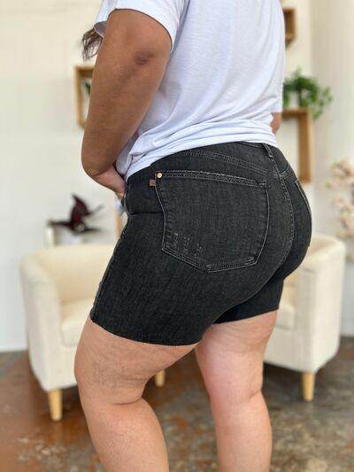 Judy Blue Full Size High Waist Rigid Magic Denim Shorts - Selvanelle