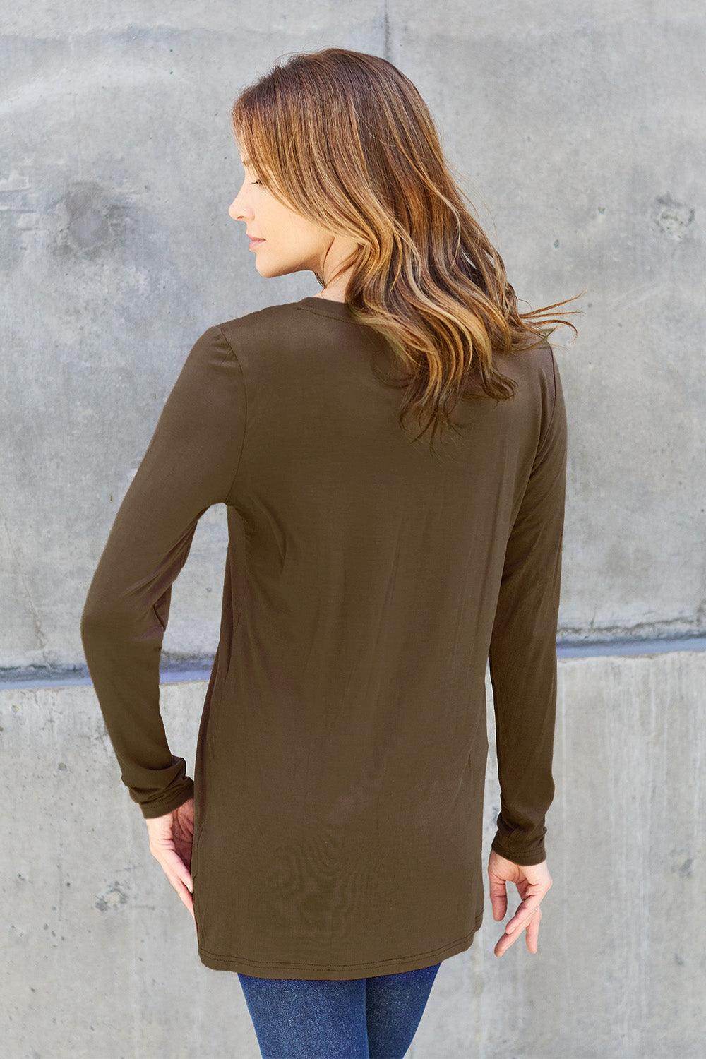 Basic Bae Full Size Round Neck Long Sleeve Top for Women - Selvanelle