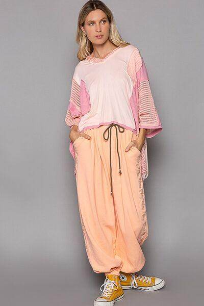 POL High-Low Contrast V-Neck Top for Stylish Casual Wear - Selvanelle