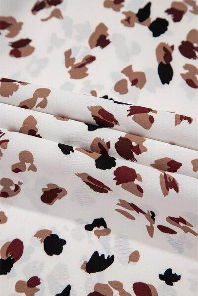 Printed Mock Neck Balloon Sleeve Blouse for Women - Selvanelle