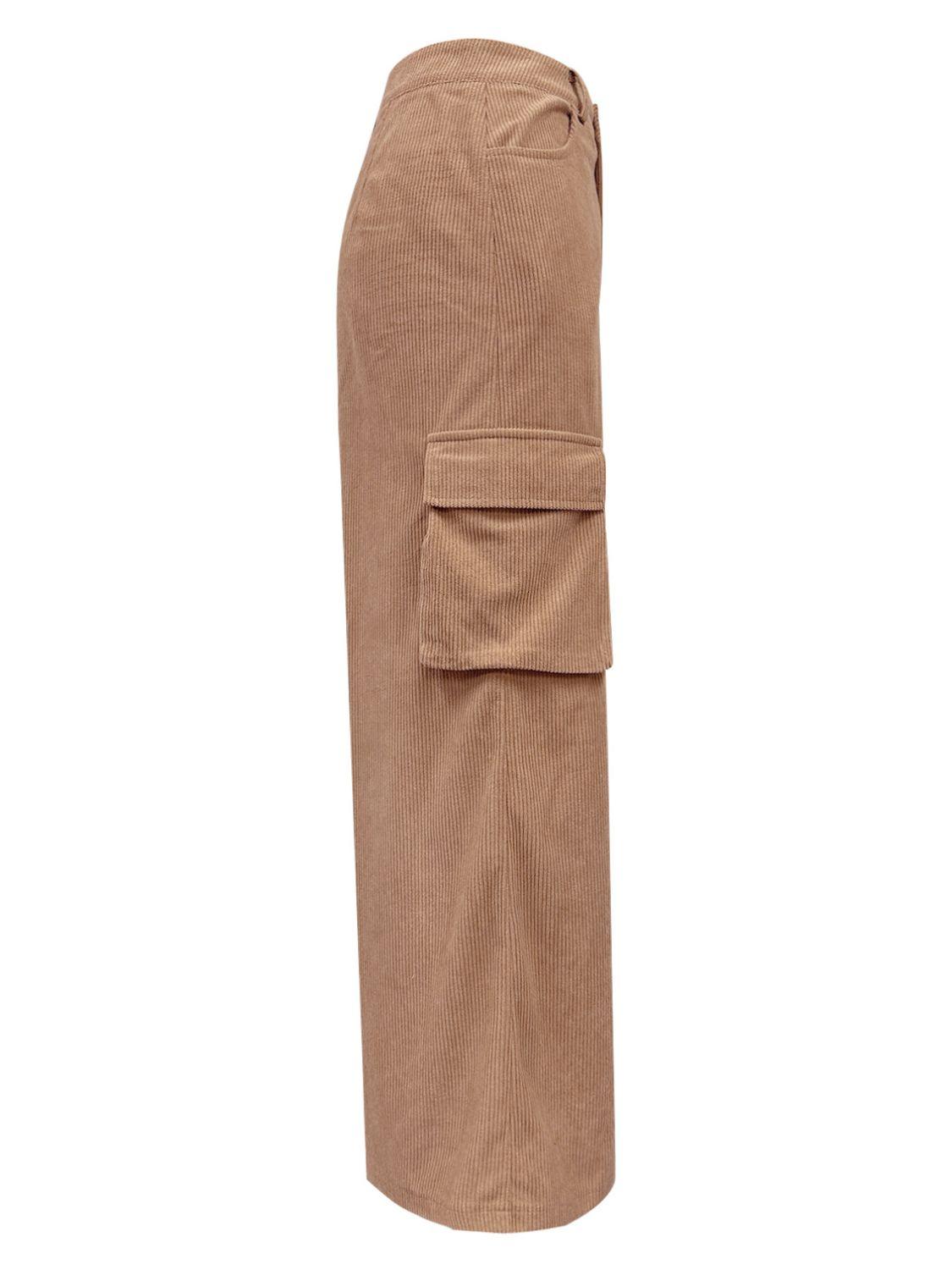 Slit Corduroy Maxi Skirt with Pockets for Women