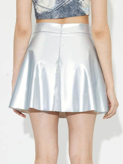 Ruched Mini Skirt with Zipper for Women in Multiple Sizes - Selvanelle