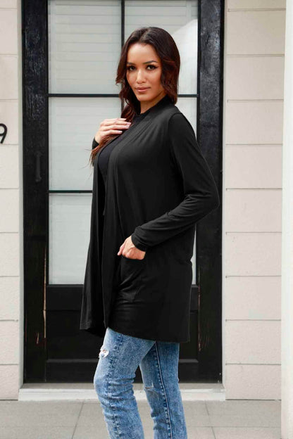 Basic Bae Full Size Open Front Long Sleeve Cardigan with Pockets - Selvanelle
