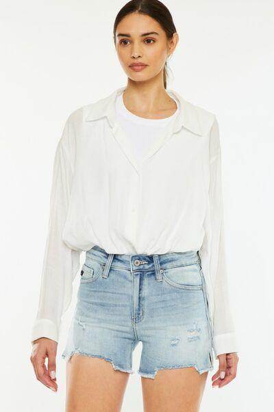 Kancan High Rise Side Slit Denim Shorts for Summer Style - Selvanelle
