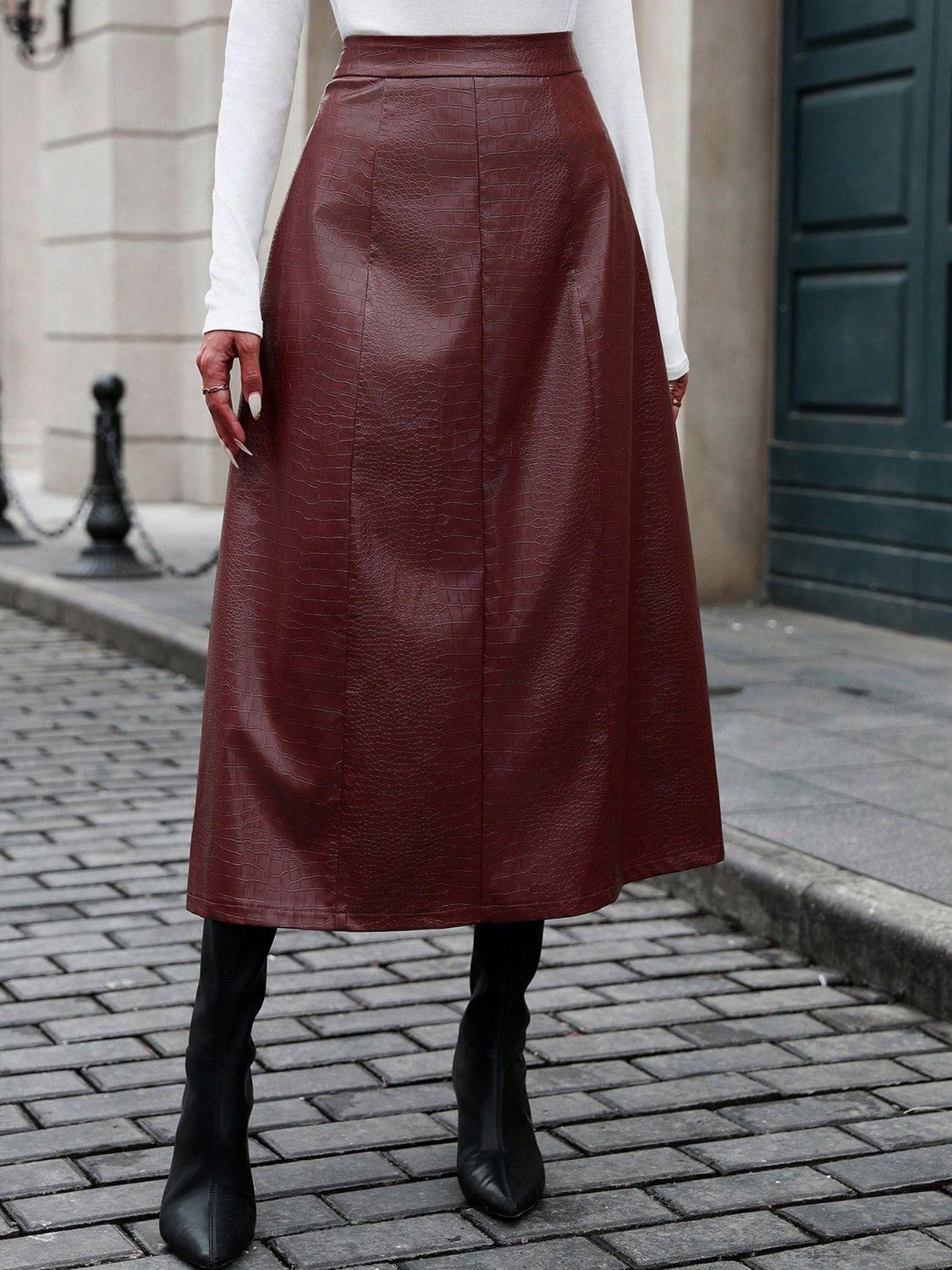 High Waist Midi Skirt for Women with Opaque Style