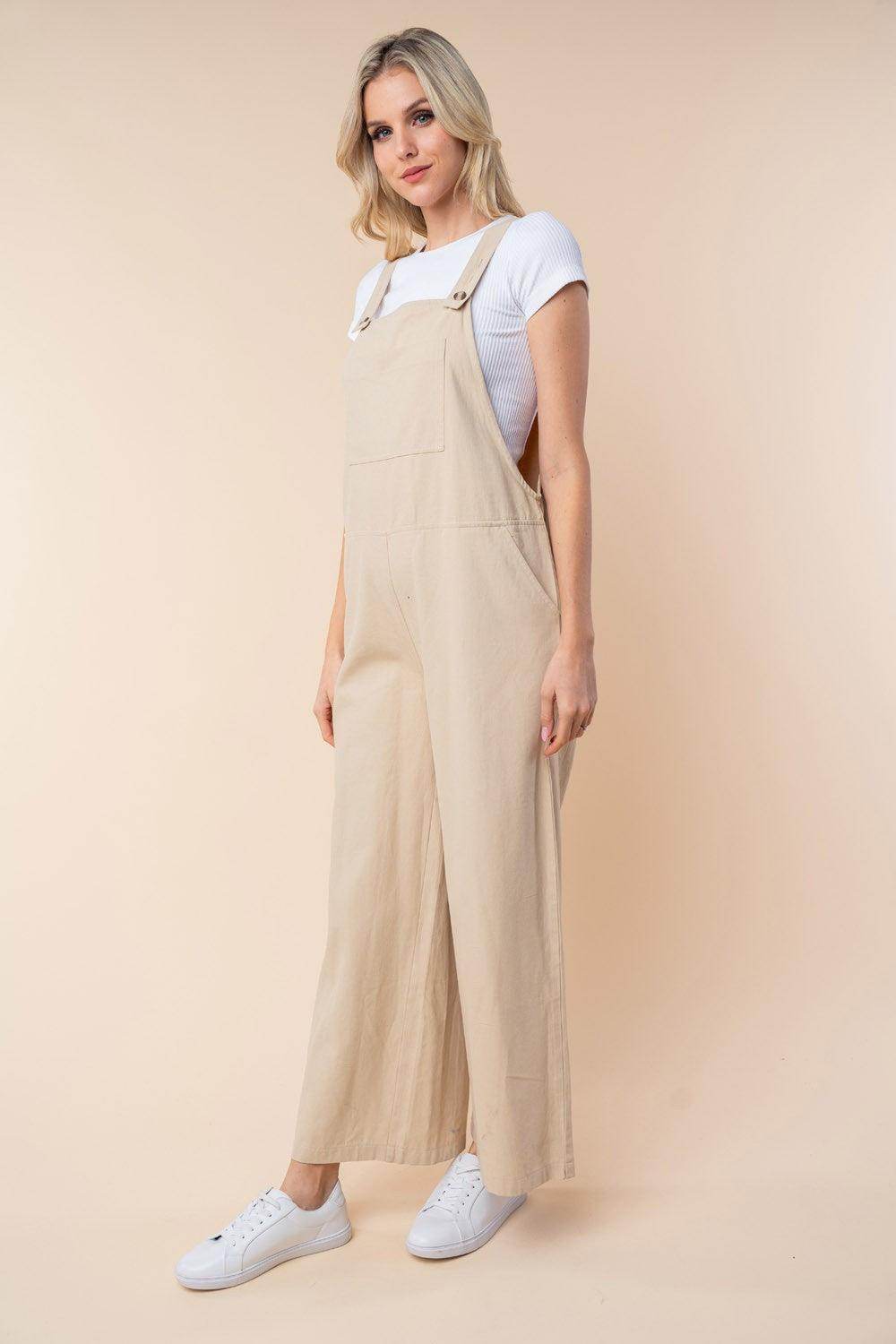 White Birch Sleeveless Wide Leg Jumpsuit for Women - Selvanelle